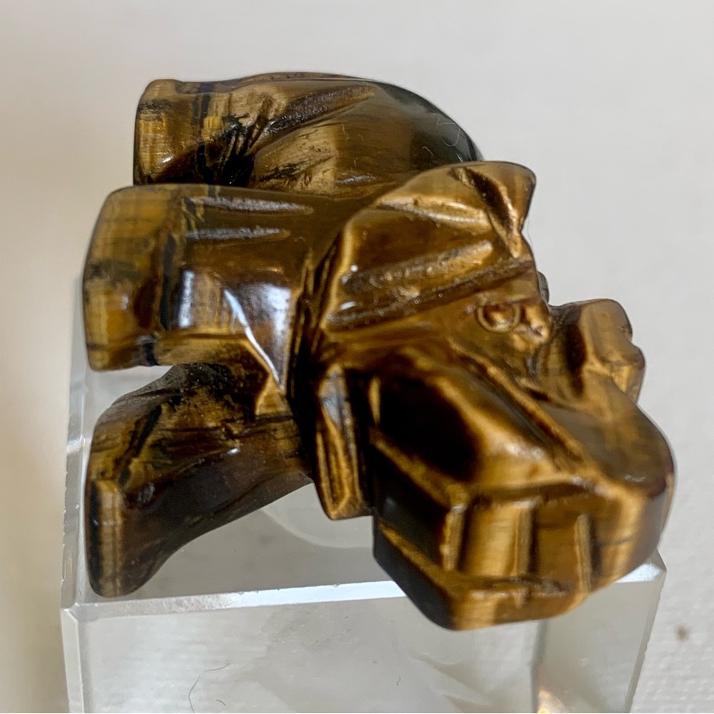 Tiger's Eye Carved Quartz Crystal Elephant Carving Reiki Healing Figurine FLASHY - Picture 8 of 15